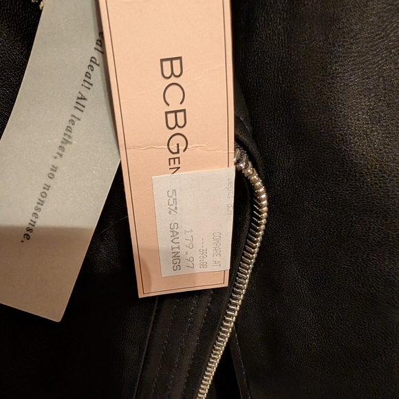 NWT BCBG Generation Black Leather Biker Jacket Size M - Picture 3 of 7